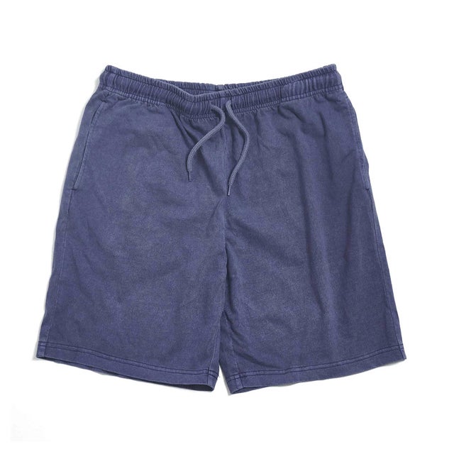 ハーフパンツ レディース メンズ 綿100％ ボトムス 半ズボン 短パン 大きいサイズ 膝丈 厚手 ポケット ヴィンテージ風 6.5オンス （ネイビー）