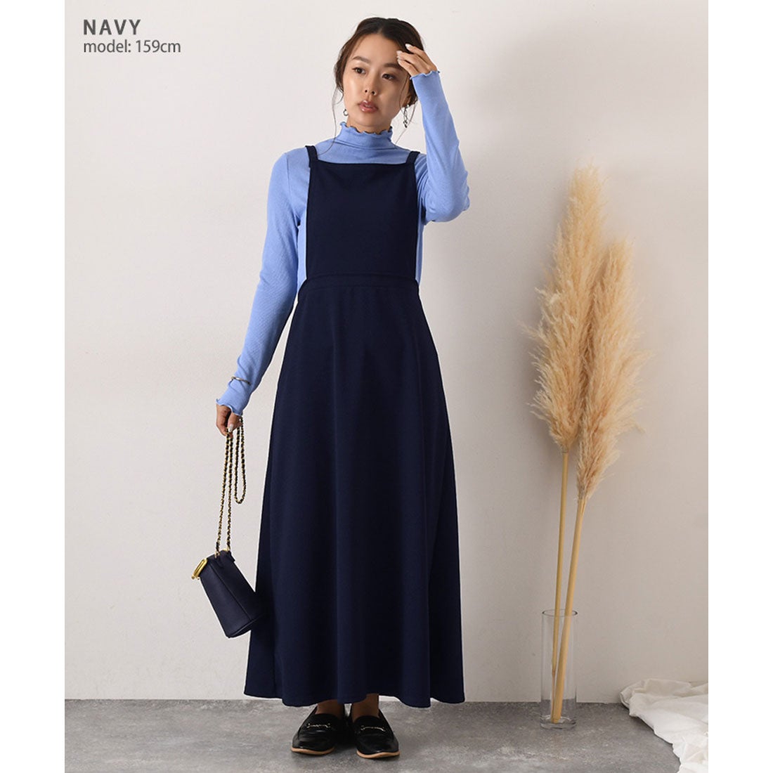 オーラリー ワンピース ジャンスカ　F 黒 レザー　ロング　上品 美シルエット リアルスタイル REAL STYLE ジャンパースカート ワンピース 大人可愛い