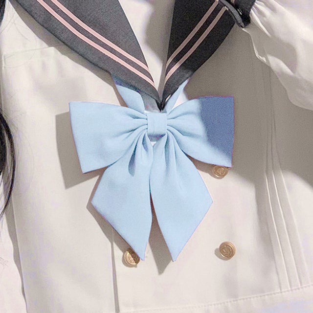 スクールリボン リボンタイ 制服 卒業式 レディース 無地 学生服 女子高生 中学 ワンタッチ 入学 コスプレ ハロウィン jk セーラー （ライトブルー）