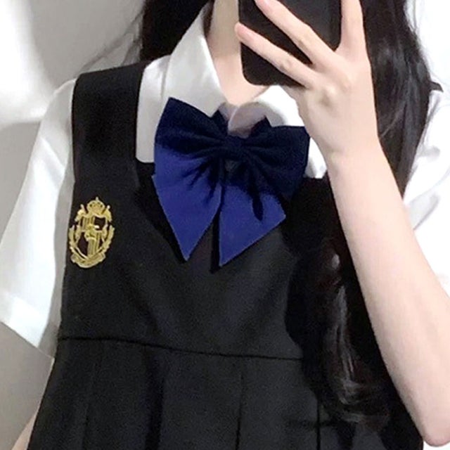 スクールリボン リボンタイ 制服 卒業式 レディース 無地 学生服 女子高生 中学 ワンタッチ 入学 コスプレ ハロウィン jk セーラー （ブルー）