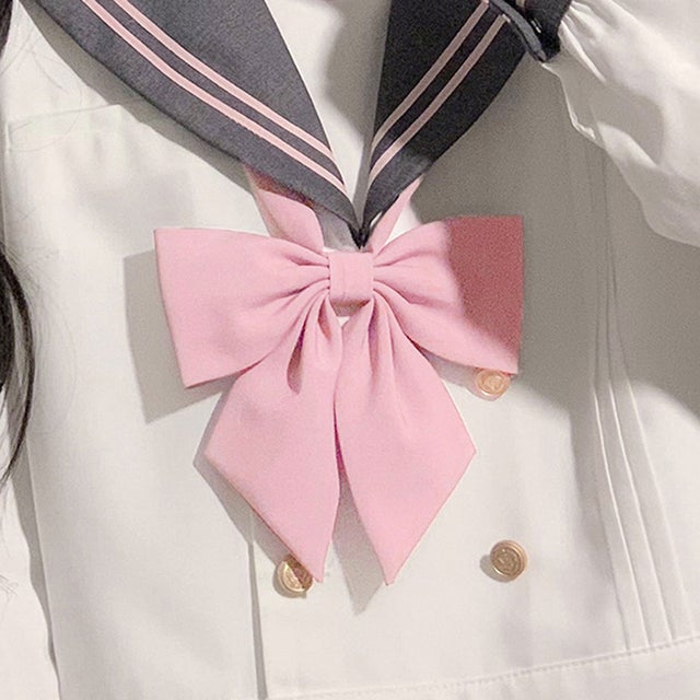 スクールリボン リボンタイ 制服 卒業式 レディース 無地 学生服 女子高生 中学 ワンタッチ 入学 コスプレ ハロウィン jk セーラー （ピンク）