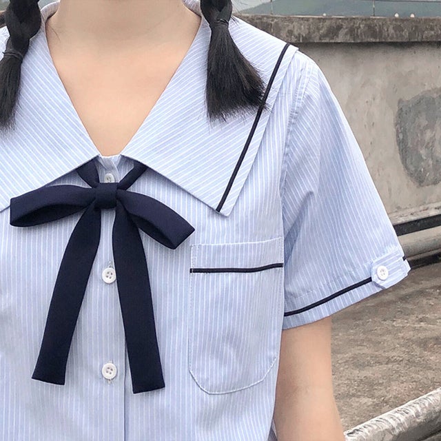 リボンタイ 制服 スクールリボン 卒業式 紐タイ ヒモ レディース 学生服 女子高生 中学 ワンタッチ 入学 コスプレ ハロウィン jk （ネイビー）