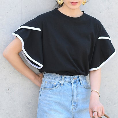 カットソー レディース 半袖 夏 30代 40代 Tシャツ 体型カバー 二の腕隠し おしゃれ かわいい フリル フレア 大人 韓国 無地 韓国ファッション チンチャコリア （ホワイト）｜詳細画像