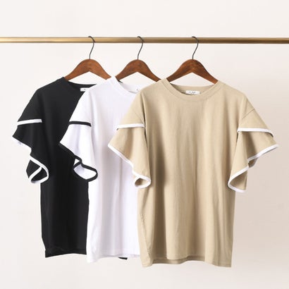 カットソー レディース 半袖 夏 30代 40代 Tシャツ 体型カバー 二の腕隠し おしゃれ かわいい フリル フレア 大人 韓国 無地 韓国ファッション チンチャコリア （ホワイト）｜詳細画像