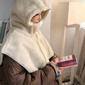 付け襟 付けフード つけ襟 レディース バラクラバ アウター パーカー マフラー ネックウォーマー ボア もこもこ 秋冬 暖かい 防寒 重ね着 （ライトベージュ）