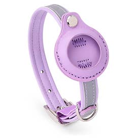 エアタグ ケース 猫 犬 首輪 Airtag エアータグ ホルダー カバー 迷子札 ペットタグ GPS リフレクター 反射板 ペット用品 （パープル）