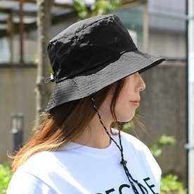 サファリハット メンズ レディース 大きい UV 撥水 帽子 バケットハット おしゃれ アウトドア つば広 あご紐 折りたたみ パッカブル （ブラック）