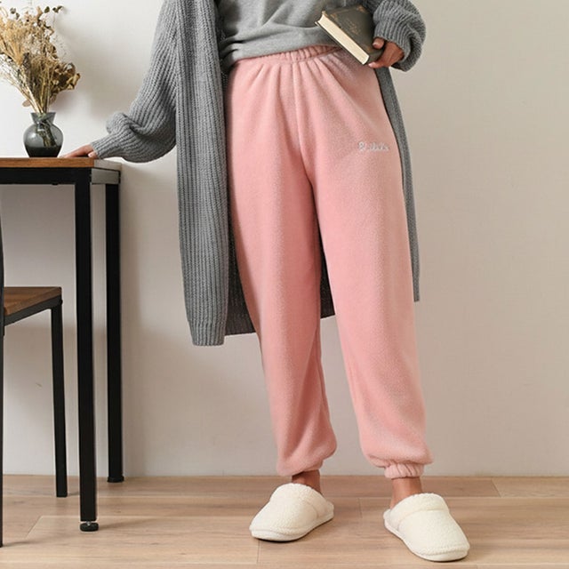 ルームパンツ レディース ルームウェア 冬 ズボン パンツ 部屋着 パジャマ もこもこ フリース 暖かい 防寒 ゆったり おしゃれ 着る毛布 （ピンク）