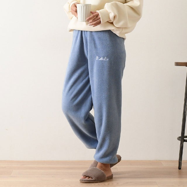 ルームパンツ レディース ルームウェア 冬 ズボン パンツ 部屋着 パジャマ もこもこ フリース 暖かい 防寒 ゆったり おしゃれ 着る毛布 （ブルー）