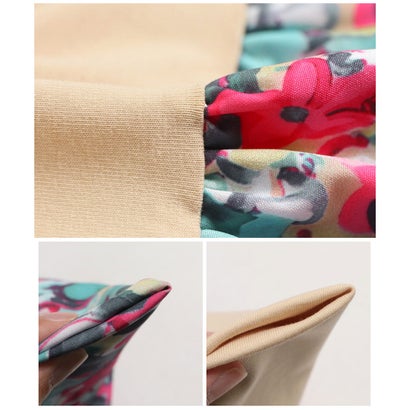 カットソー レディース 夏 半袖 薄手 涼しい 大きめ 柔らかい 花柄 切替 ストレッチ ワイド Tシャツ おしゃれ 可愛い トップス ラフ （マスタード）｜詳細画像