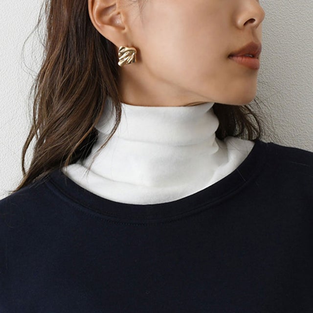 微起毛付け襟タートルネック レディース メンズ 男女兼用 ユニセックス トップス つけ襟 ニット レイヤード 重ね着 無地 シンプル ハイネック 小物 雑貨 （オフホワイト）