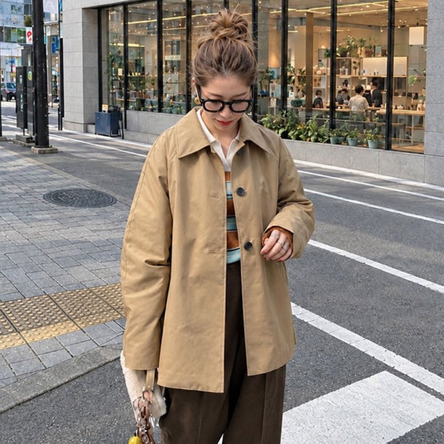 コート レディース 秋 冬 ステンカラー ミドル丈 アウター 羽織り 襟付き おしゃれ ゆったり 裏地付き カジュアル きれいめ 通勤 （ベージュ）