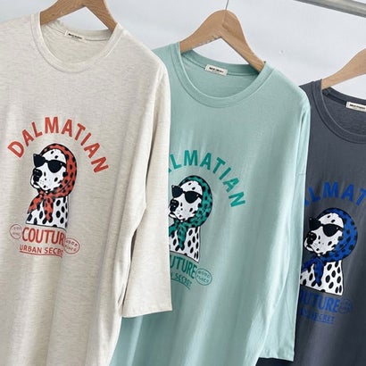 ワンピース レディース カットソー Tシャツ 長袖 薄手 秋 マキシ ロング ゆったり 犬 ドッグ ダルメシアン ロゴ プリント カジュアル 韓国ファッション チンチャコリア （チャコール）｜詳細画像