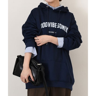パーカー レディース スウェット 秋 冬 長袖 ゆったり トップス トレーナー おしゃれ カジュアル スエット ロゴ プリント 古着風 韓国ファッション チンチャコリア （メランジ）｜詳細画像