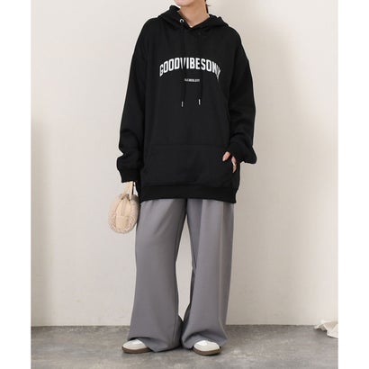 パーカー レディース スウェット 秋 冬 長袖 ゆったり トップス トレーナー おしゃれ カジュアル スエット ロゴ プリント 古着風 韓国ファッション チンチャコリア （メランジ）｜詳細画像