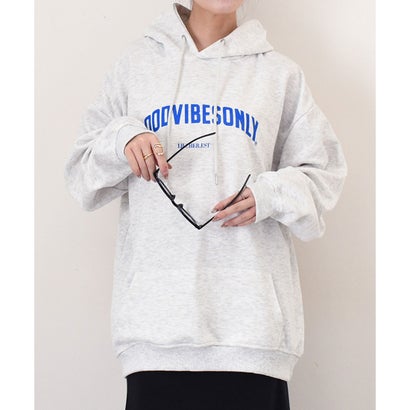 パーカー レディース スウェット 秋 冬 長袖 ゆったり トップス トレーナー おしゃれ カジュアル スエット ロゴ プリント 古着風 韓国ファッション チンチャコリア （メランジ）｜詳細画像