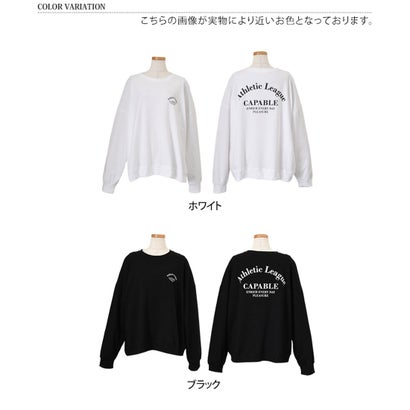 リアルスタイル REAL STYLE カットソー ロンT 長袖 Tシャツ レディース 秋 冬 薄手 ゆったり 大きいサイズ コットン 綿 ロゴプリント トップス カジュアル 韓国 韓国ファッション チンチャコリア （ブラック）｜詳細画像