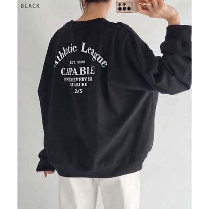 リアルスタイル REAL STYLE カットソー ロンT 長袖 Tシャツ レディース 秋 冬 薄手 ゆったり 大きいサイズ コットン 綿 ロゴプリント トップス カジュアル 韓国 韓国ファッション チンチャコリア （ブラック）｜詳細画像