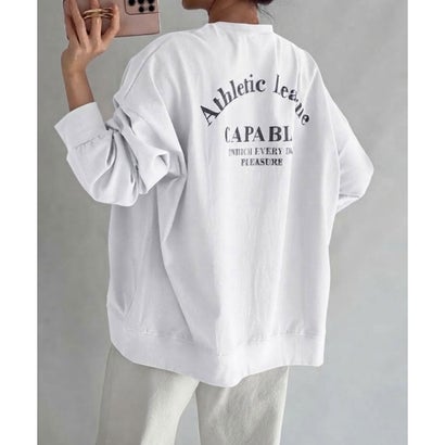 リアルスタイル REAL STYLE カットソー ロンT 長袖 Tシャツ レディース 秋 冬 薄手 ゆったり 大きいサイズ コットン 綿 ロゴプリント トップス カジュアル 韓国 韓国ファッション チンチャコリア （ホワイト）｜詳細画像