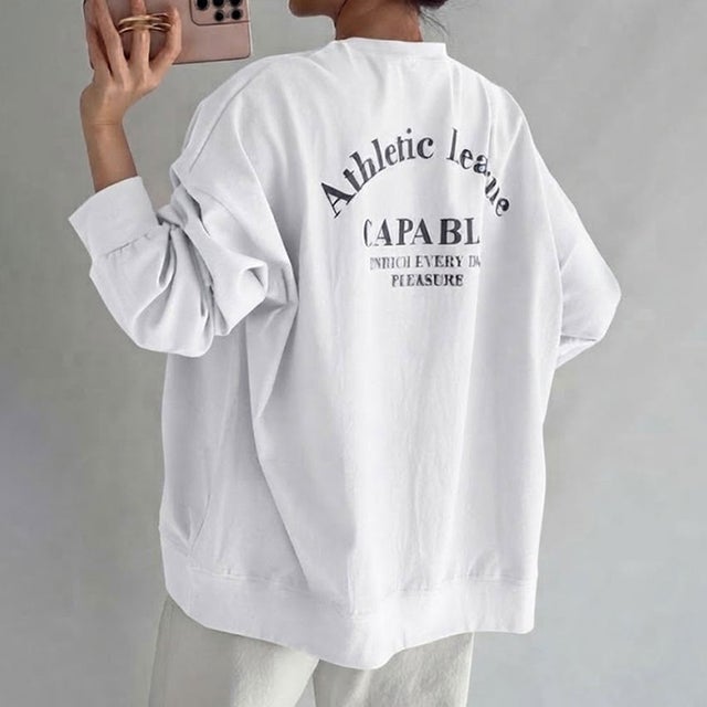 カットソー ロンT 長袖 Tシャツ レディース 秋 冬 薄手 ゆったり 大きいサイズ コットン 綿 ロゴプリント トップス カジュアル 韓国 韓国ファッション チンチャコリア （ホワイト）