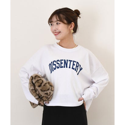 カットソー Tシャツ レディース 秋 冬 長袖 ロゴT トップス ショート丈 綿 薄手 ゆったり カジュアル 韓国 大きめ おしゃれ 韓国ファッション チンチャコリア （ブラック）｜詳細画像