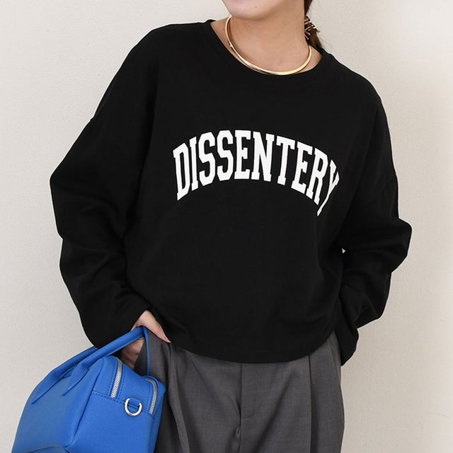 カットソー Tシャツ レディース 秋 冬 長袖 ロゴT トップス ショート丈 綿 薄手 ゆったり カジュアル 韓国 大きめ おしゃれ 韓国ファッション チンチャコリア （ブラック）
