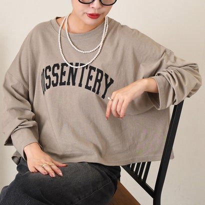 カットソー Tシャツ レディース 秋 冬 長袖 ロゴT トップス ショート丈 綿 薄手 ゆったり カジュアル 韓国 大きめ おしゃれ 韓国ファッション チンチャコリア （ベージュ）｜詳細画像