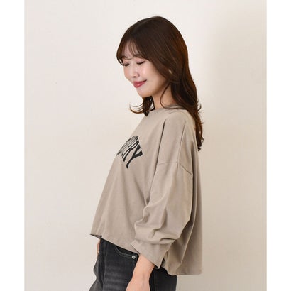 カットソー Tシャツ レディース 秋 冬 長袖 ロゴT トップス ショート丈 綿 薄手 ゆったり カジュアル 韓国 大きめ おしゃれ 韓国ファッション チンチャコリア （ホワイト）｜詳細画像