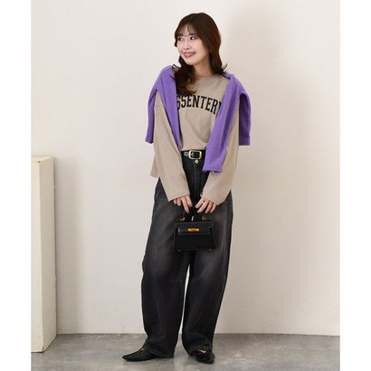 カットソー Tシャツ レディース 秋 冬 長袖 ロゴT トップス ショート丈 綿 薄手 ゆったり カジュアル 韓国 大きめ おしゃれ 韓国ファッション チンチャコリア （ホワイト）｜詳細画像