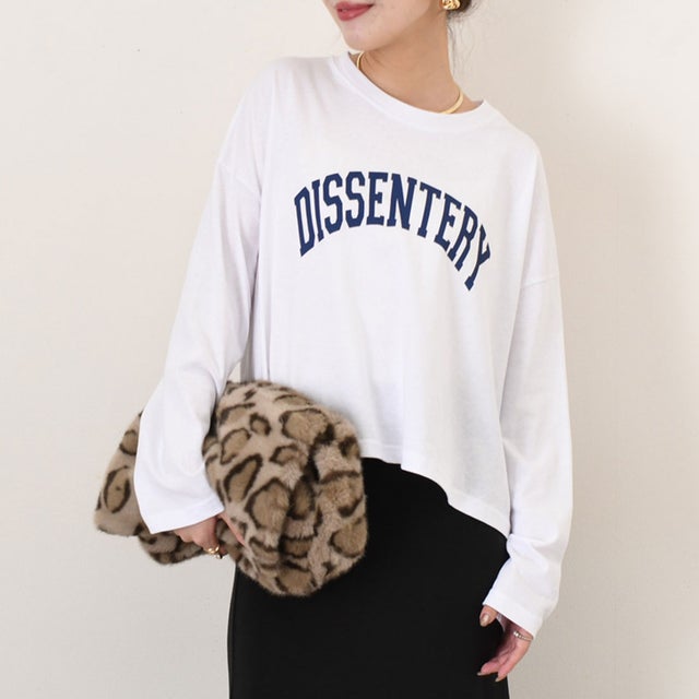 カットソー Tシャツ レディース 秋 冬 長袖 ロゴT トップス ショート丈 綿 薄手 ゆったり カジュアル 韓国 大きめ おしゃれ 韓国ファッション チンチャコリア （ホワイト）