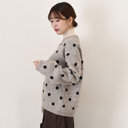 リアルスタイル REAL STYLE ニット セーター レディース 秋 冬 春 長袖 厚手 ドット柄 トップス 暖かい あったか 防寒 チクチクしない ゆったり おしゃれ きれいめ （モカ(15)）｜詳細画像