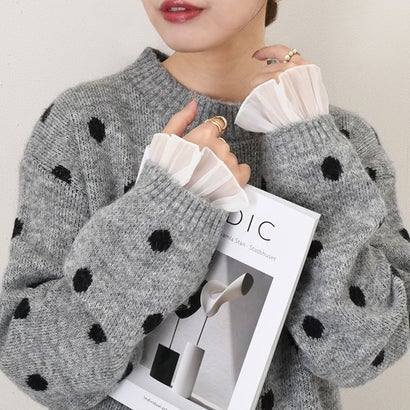 リアルスタイル REAL STYLE ニット セーター レディース 秋 冬 春 長袖 厚手 ドット柄 トップス 暖かい あったか 防寒 チクチクしない ゆったり おしゃれ きれいめ （モカ(15)）｜詳細画像