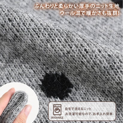リアルスタイル REAL STYLE ニット セーター レディース 秋 冬 春 長袖 厚手 ドット柄 トップス 暖かい あったか 防寒 チクチクしない ゆったり おしゃれ きれいめ （モカ(15)）｜詳細画像