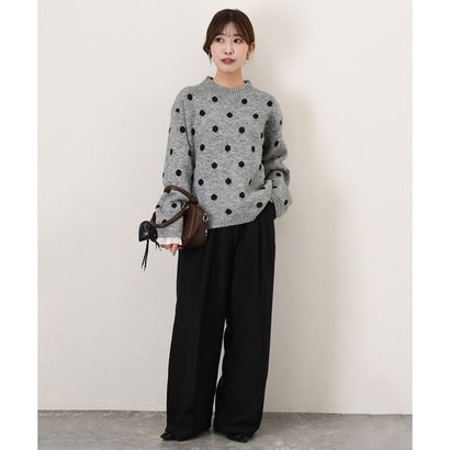 リアルスタイル REAL STYLE ニット セーター レディース 秋 冬 春 長袖 厚手 ドット柄 トップス 暖かい あったか 防寒 チクチクしない ゆったり おしゃれ きれいめ （グレー(04)）｜詳細画像