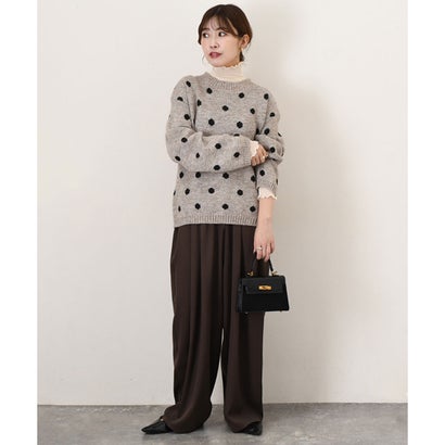 リアルスタイル REAL STYLE ニット セーター レディース 秋 冬 春 長袖 厚手 ドット柄 トップス 暖かい あったか 防寒 チクチクしない ゆったり おしゃれ きれいめ （グレー(04)）｜詳細画像