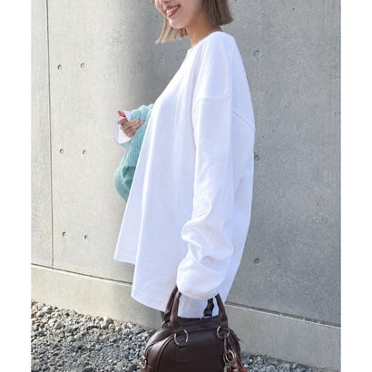 Tシャツ レディース メンズ 長袖 綿100％ 大きいサイズ 厚手 無地 ヘビーウェイト トップス カットソー ゆったり 丸首 ロンT （ブラック）｜詳細画像