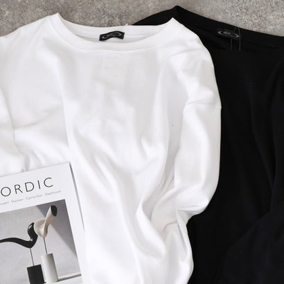 Tシャツ レディース メンズ 長袖 綿100％ 大きいサイズ 厚手 無地 ヘビーウェイト トップス カットソー ゆったり 丸首 ロンT （オフホワイト）｜詳細画像