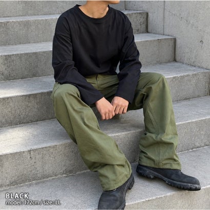 Tシャツ レディース メンズ 長袖 綿100％ 大きいサイズ 厚手 無地 ヘビーウェイト トップス カットソー ゆったり 丸首 ロンT （オフホワイト）｜詳細画像