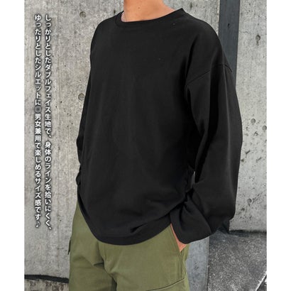 Tシャツ レディース メンズ 長袖 綿100％ 大きいサイズ 厚手 無地 ヘビーウェイト トップス カットソー ゆったり 丸首 ロンT （オフホワイト）｜詳細画像