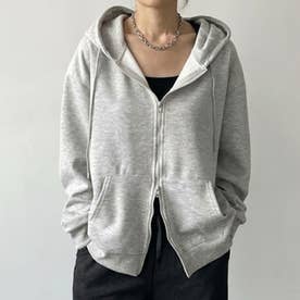 パーカー スウェット ゆったり 大きいサイズ トップス アウター 長袖 フード ビッグシルエット 体型カバー 秋 スエット 羽織り チュニック （グレー）