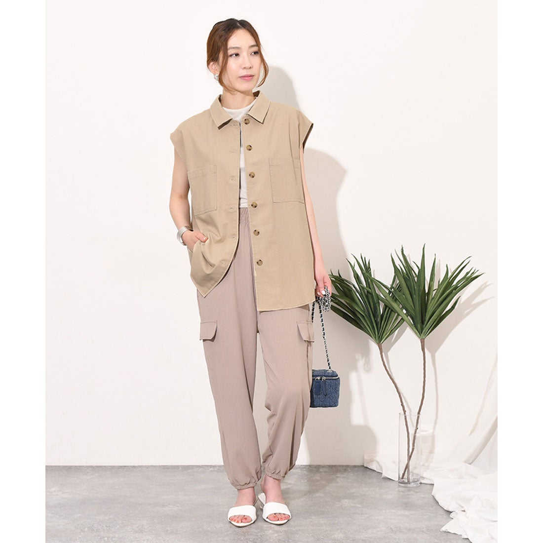 リアルスタイル REAL STYLE シャツ ノースリーブ レディース 夏 羽織り 