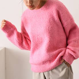 ニット 冬 長袖 厚手 セーター クルーネック 暖かい あったか 防寒 冷え対策 チクチクしない 洗える （ピンク）