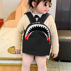 キッズリュック リュックサック ベビー 保育園 幼稚園 子供用 バッグ サメ 動物 （ブラック）