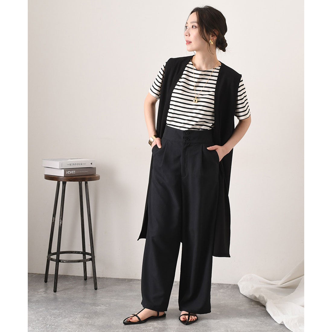 リアルスタイル REAL STYLE サロペット ワイドパンツ レディース 50代