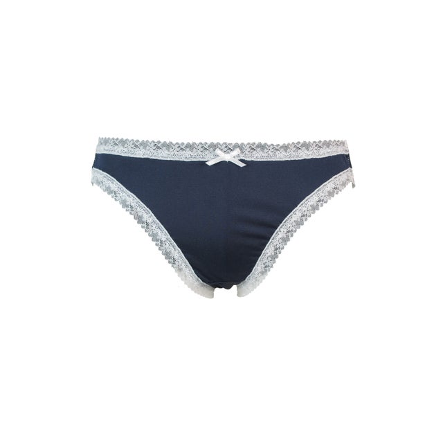トリコット＆レースカラーショーツ【返品不可商品】 （紺）