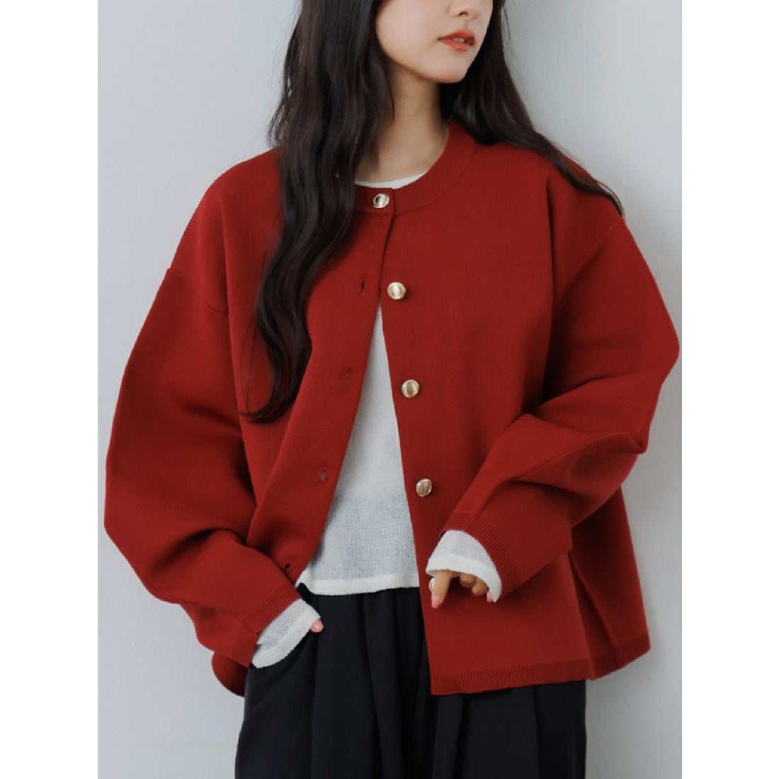 レトロガール RETRO GIRL 金ボタンポリカーデ （RED0） - ファッション
