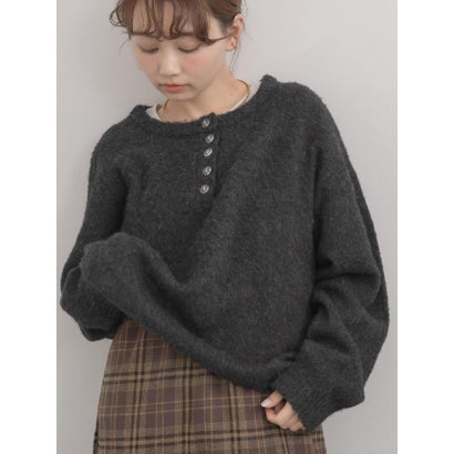 ヘンリーネック起毛ニット （GRY2）｜詳細画像