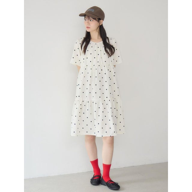 ドットチュニックワンピース （P/WHT）