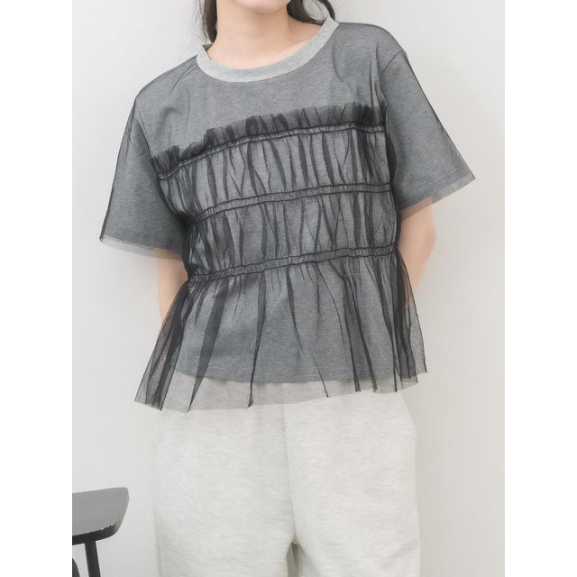 チュールドッキングカットソー （GRY0）