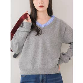 フリル襟ドッキングニット （GRY0）